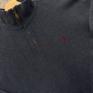 Polo Ralph Lauren Sweater Mens M Dark Blue Quarter‎ Zip Mock Neck